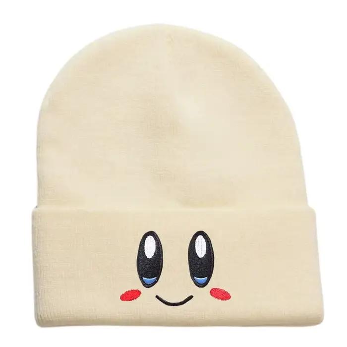 Bonnet brodé de dessin animé Kirby rose, Skullies tricotés, chapeau chaud en laine, Gengar pour femmes et hommes, accessoire de cosplay pour soirées et rassemblements de fans