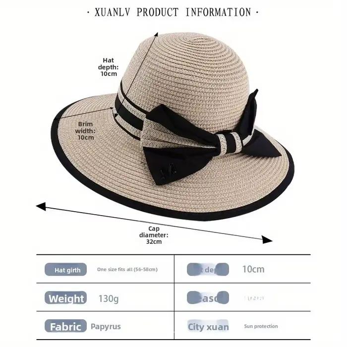 Nouveau style printemps : Chapeau de paille à large bord avec nœud