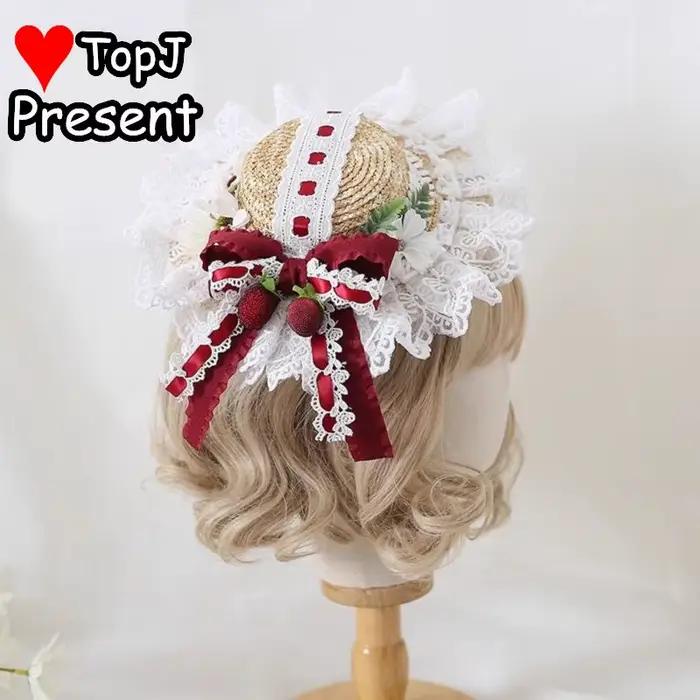 Lolita dentelle chapeau de paille fleur élégant