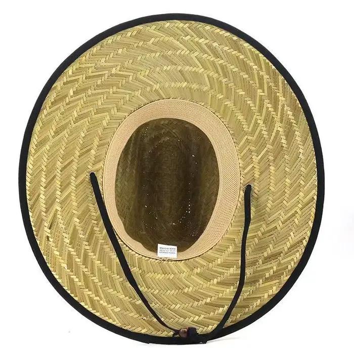 Chapeau de sauveteur unisexe à large bord en paille naturelle
