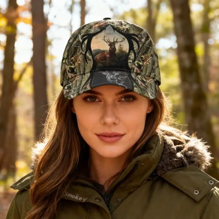 Casquette de baseball camouflage cerf fumé imprimé scène