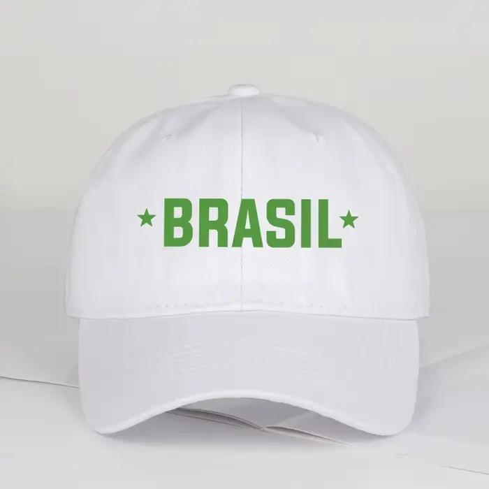 Casquette de baseball à visière souple imprimée « BRASIL » pour les supporters du Brésil – Chapeau de soleil unisexe réglable pour les passionnés de football – Cadeau pour la fête des pères