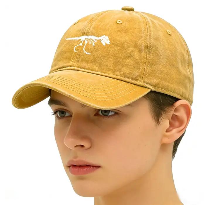 Casquette de baseball T-Rex Skull Skeleton style vintage délavé motif dinosaure fosseil pour hommes et femmes occasions extérieures et spéciales