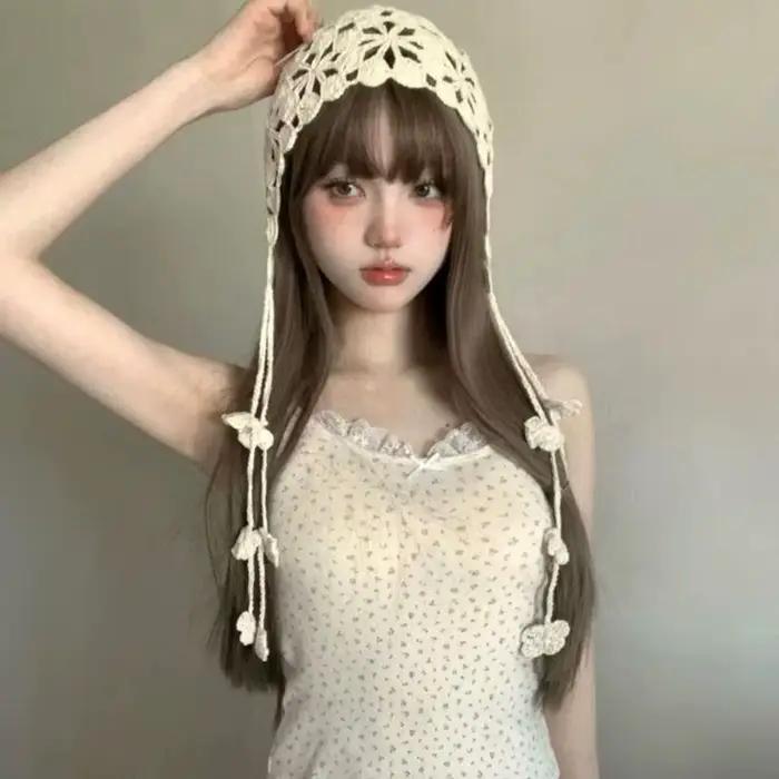 Chapeau de poisson en tricot creux fait à la main