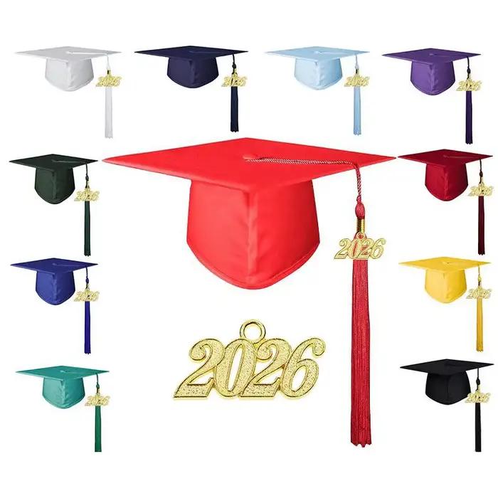 Chapeau de cérémonie de remise des diplômes 2026 avec pompon pour lycée et université unisexe pour habillage de cérémonie et célébration de diplôme