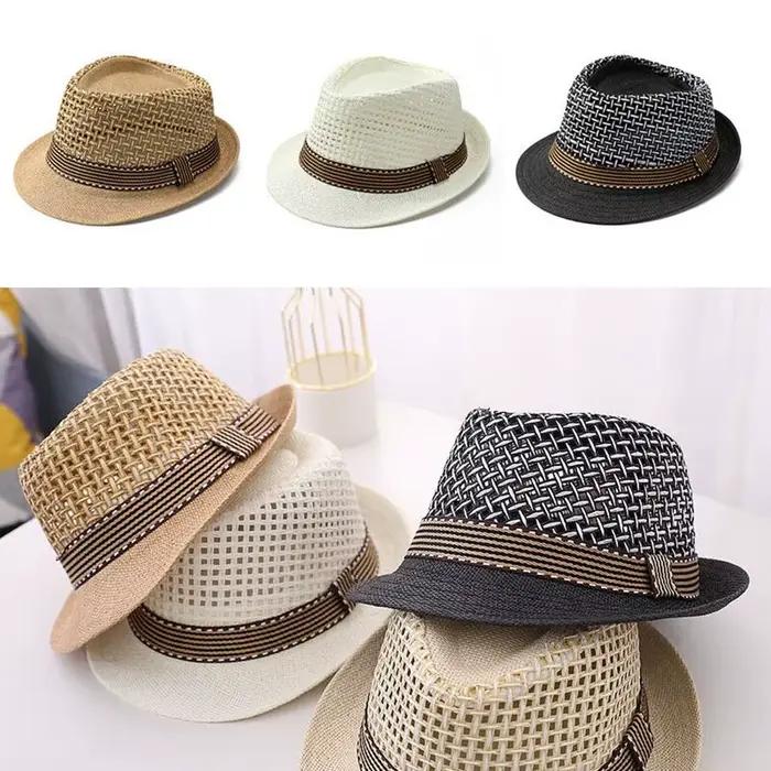 Nouveau chapeau Fedora en paille Trilby respirant à bord court