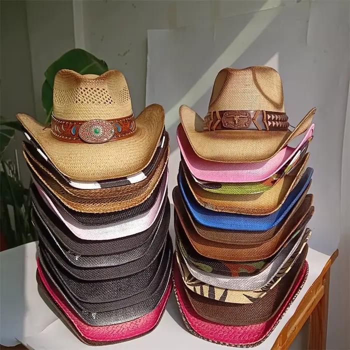 Stockyards Bullhead métal Cowboy chapeau hommes femmes Vintage Western à la main paille tissage