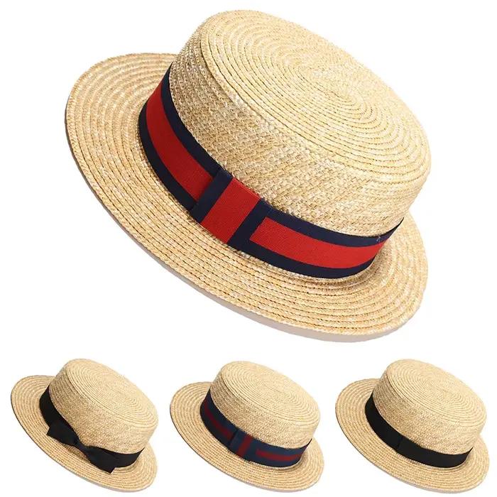 Chapeau de plaisancier en paille de blé de qualité supérieure pour femmes