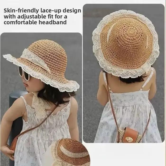 Chapeaux de paille en dentelle pour enfants