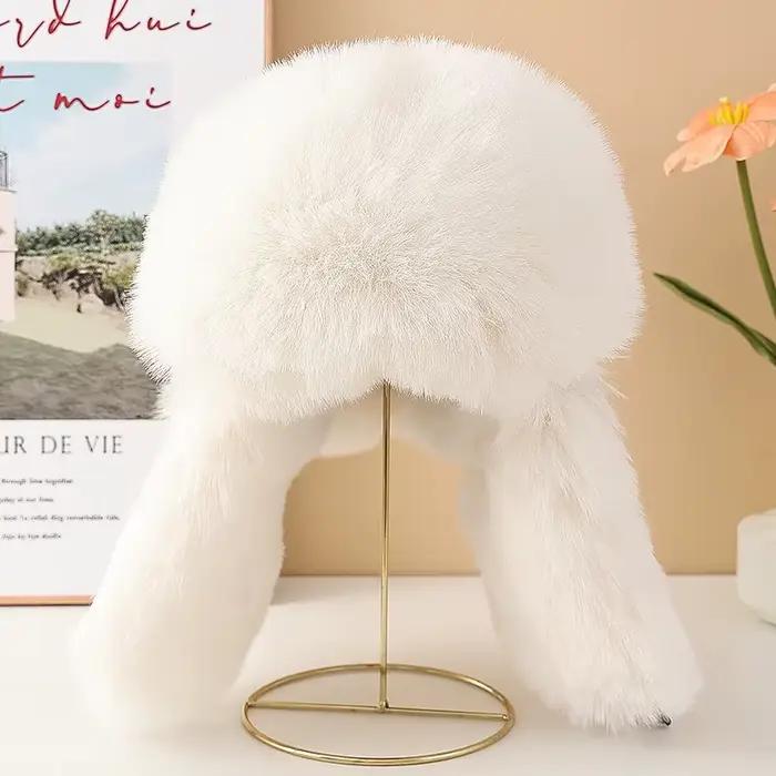 2025 nouveaux hommes 100% naturel fausse fourrure de renard Bomber chapeaux hiver russe homme chaud