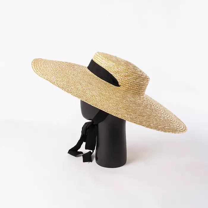 Été 15 cm large bord joli chapeau de paille plat chapeaux