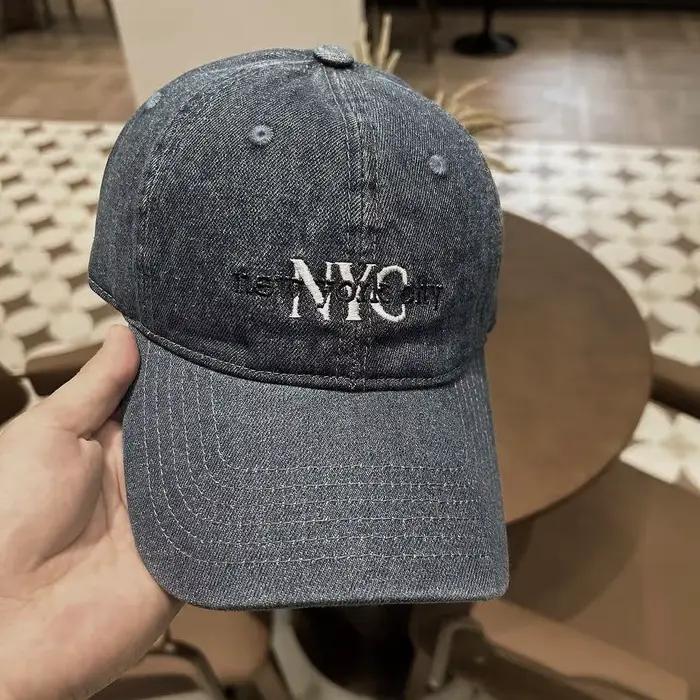 Casquette de baseball unisexe en jean brodée avec la lettre NYC