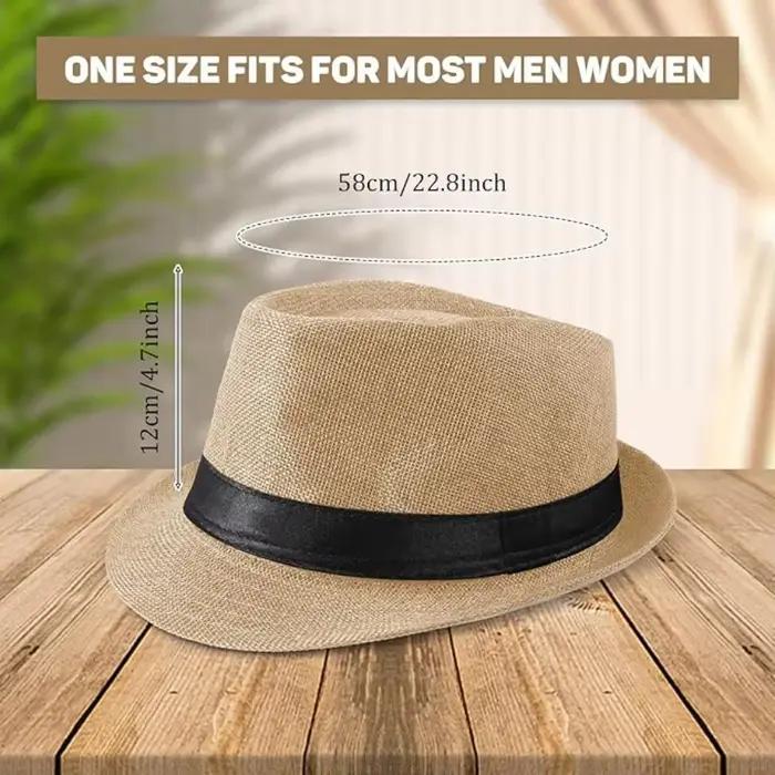 Lot de 6 à 48 chapeaux Fedora en paille pour hommes