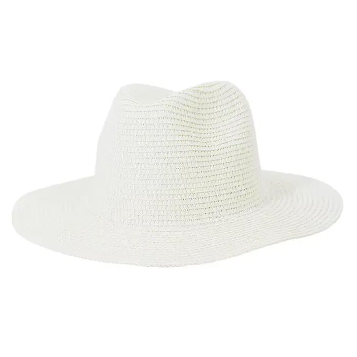 Chapeaux de paille anderCowboy pour hommes et femmes, Sombrero à large bord, chapeau de jazz solide, casquette de soleil de plage de voyage, été