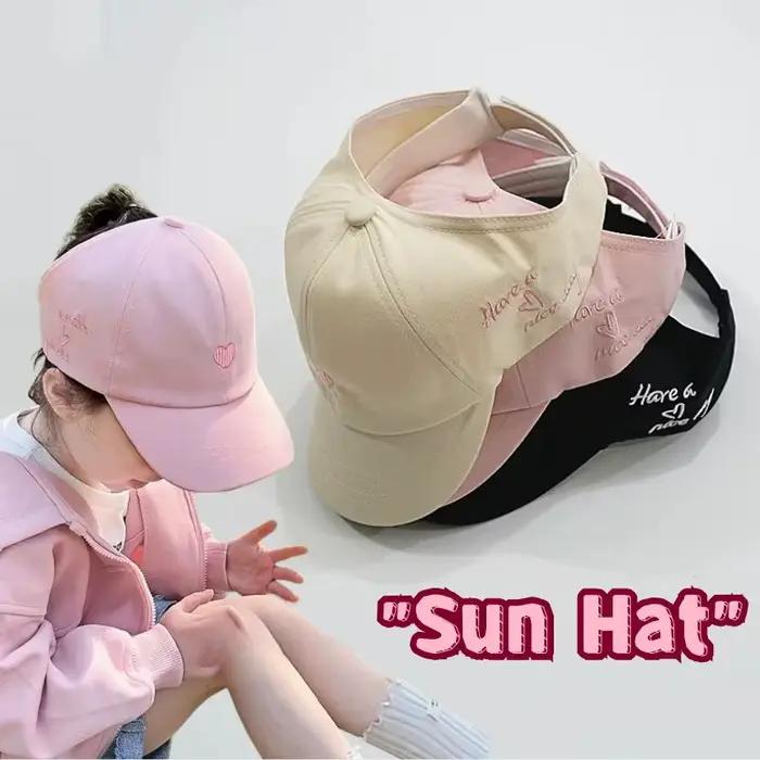 Casquette de baseball pour enfants en coton brodé motif cœur