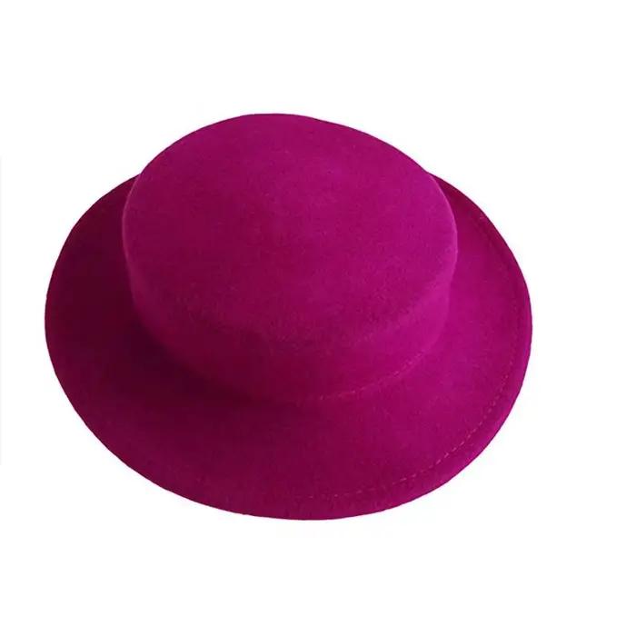 Fascinateurs d'inclinaison de chapeau de feutre de laine plat pour des femmes, Fedoras de robe de bateau, base de chapeau d'inery de Gatineau pour la fête de mariage, vêtements de sauna, taille libre