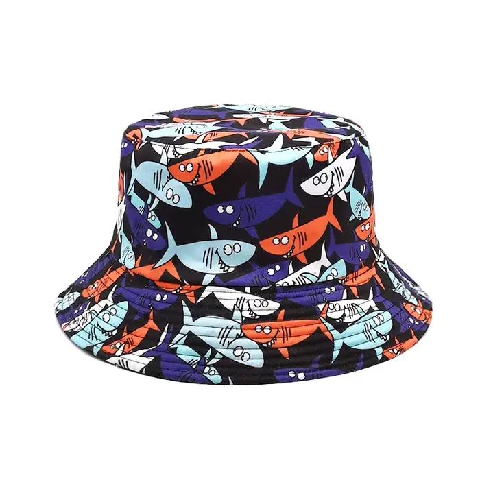 Chapeau Bob Réversible Hiphop Amusant à Motif Poisson