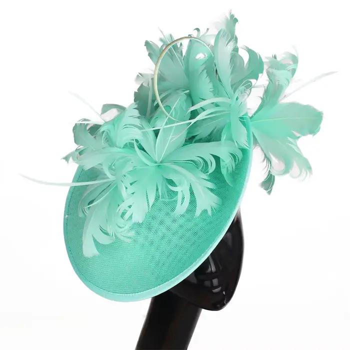 Fascinateur en polyester et plumes pour femmes, épingles à cheveux avec plumes, couvre-chef élégant pour mariages et courses de prestige