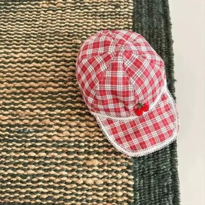 Casquette de baseball créative en coton à motif écossais rouge