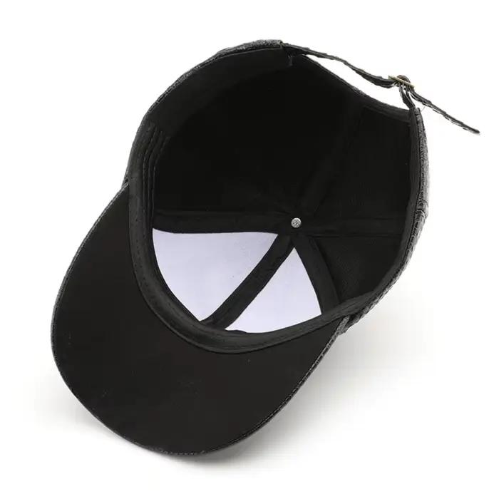 Casquette de baseball en cuir PU imitation crocodile style hip-hop urbain
