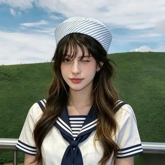 Chapeau de marin rayé tendance pour cosplay