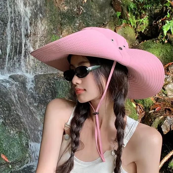 Chapeaux de soleil roses Style doux été Cowboy