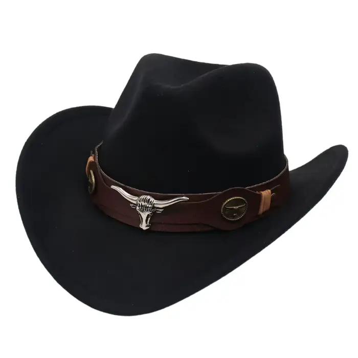 Chapeau de cowboy en polyester unisexe style ethnique tibétain Guoluo chapeau haut de forme rétro pour hommes et femmes équitation jazz occassions spéciales