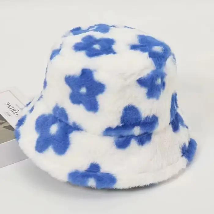 Chapeau seau en fourrure moelleuse pour femmes