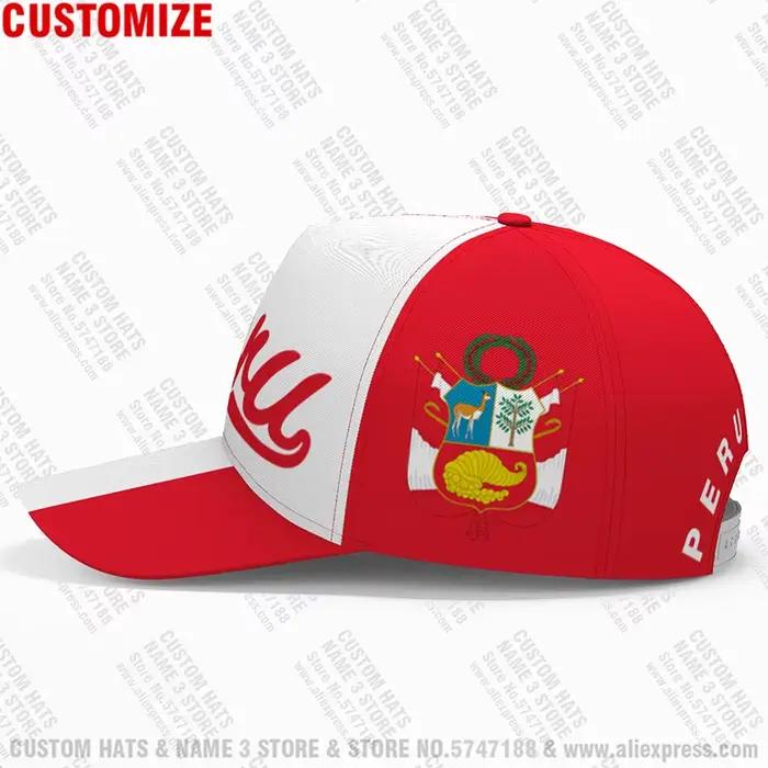 Casquettes de baseball péruviennes 3D gratuites avec nom et logo de l'équipe