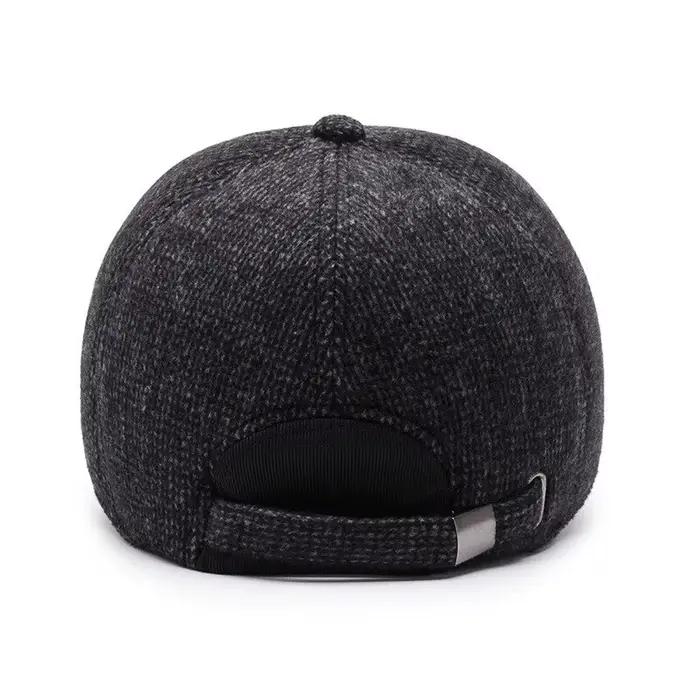 Casquette de baseball épaisse en laine avec oreillettes pour homme
