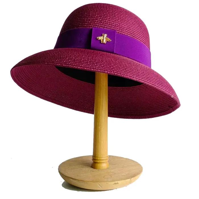 Chapeau d'été style Hepburn pliable avec sangle élastique pour femme chapeau de plage chapeau de soleil pour voyage en plein air chapeau de paille sombreros occassions spéciales élégant chic voyage