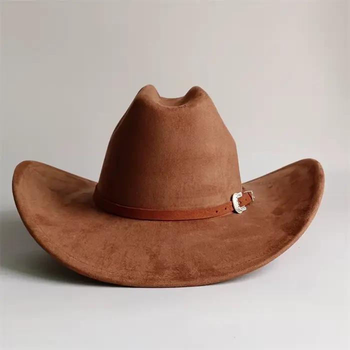 Chapeau de cowboy en daim à large bord roulé style western