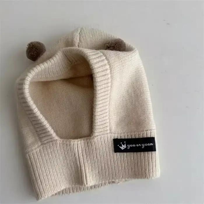 Chapeau bébé tout-en-un en laine tricotée pour filles et garçons, doux et chaleureux, idéal pour les sorties hivernales et les occasions spéciales