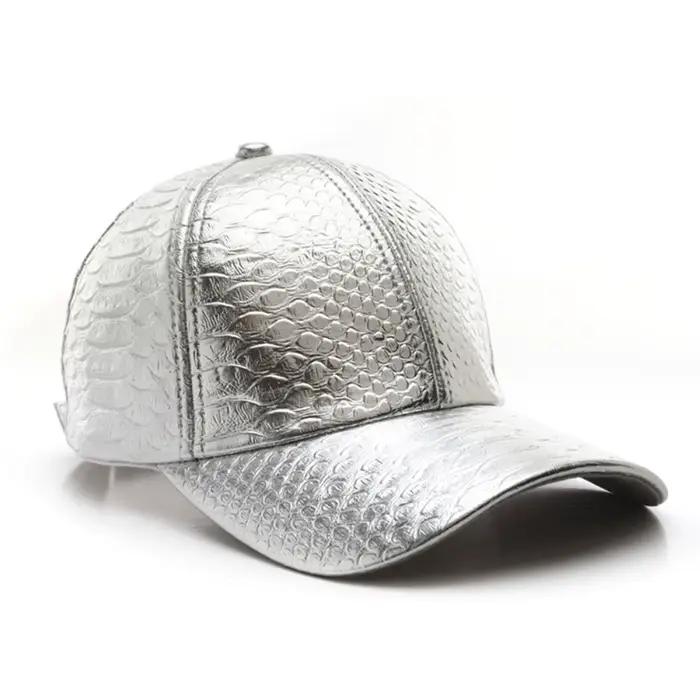 Casquette de baseball en cuir PU imitation crocodile style hip-hop urbain