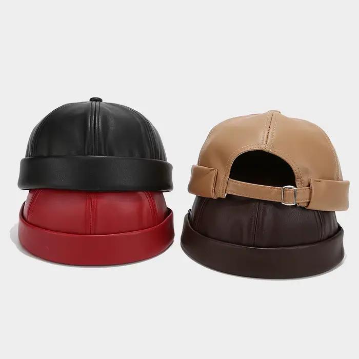 Chapeau de propriétaire en cuir PU de couleur unie pour hommes et femmes