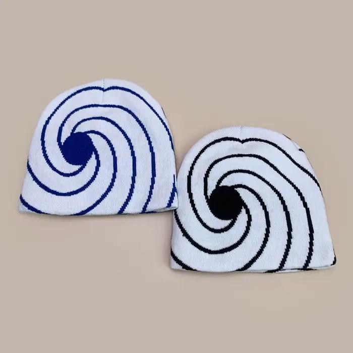 Nouveaux Bonnets Tricotés Jacquard Vortex Eye Personnalisés pour Hommes et Femmes