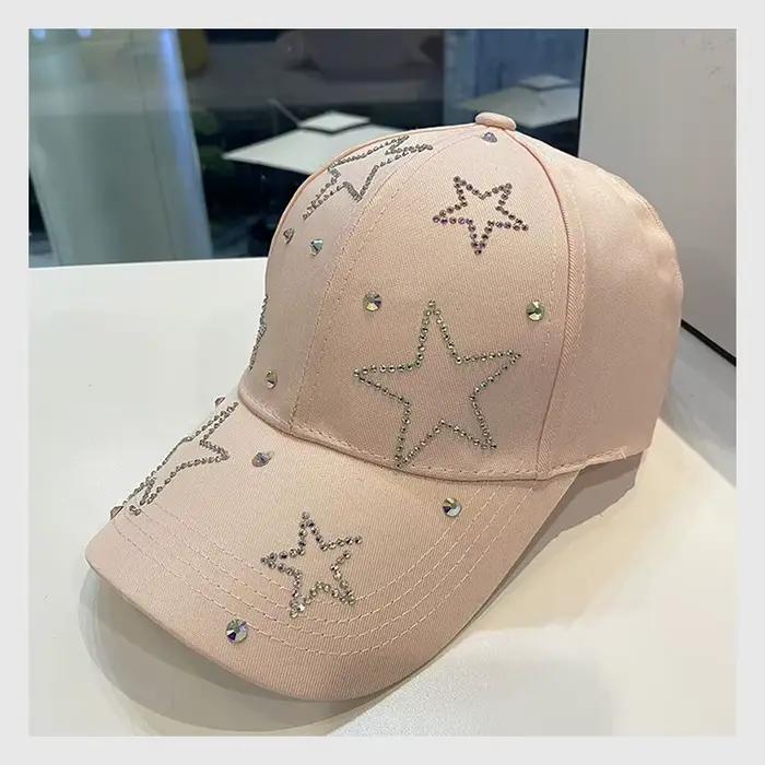 Casquette de baseball incrustée d'étoiles à cinq branches pour femmes