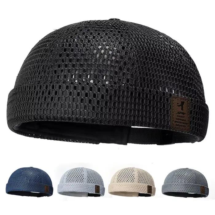 Casquette de cyclisme extérieure d'été en maille respirante style melon streetwear rétro ajustable ultra légère docker pour homme et femmes occasions estivales et activités户外活动夏季透气网眼渔夫帽街拍复古可调节超轻鸭舌帽适合男女各种场合