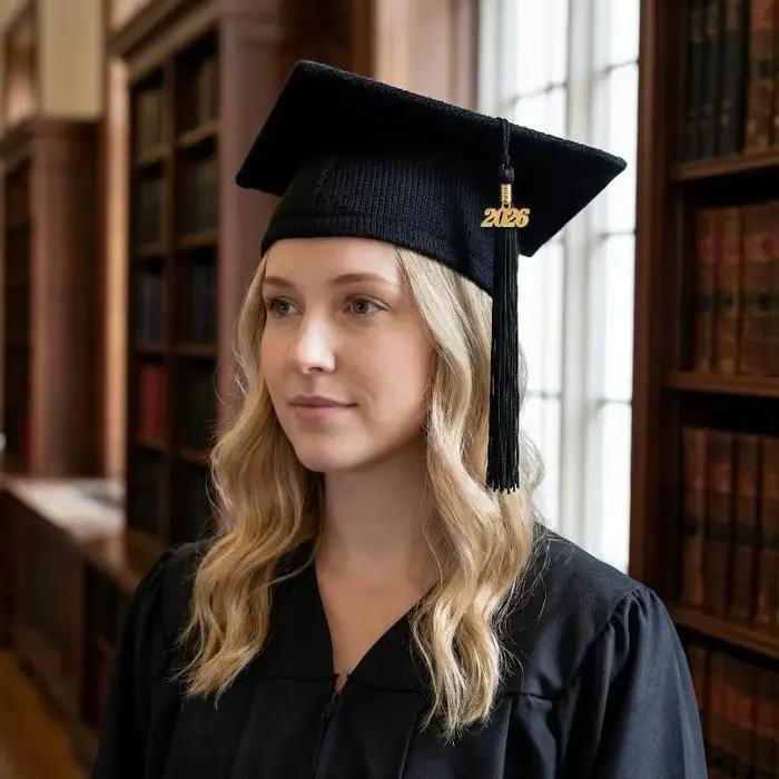 Chapeau de cérémonie de remise des diplômes 2026 avec pompon pour lycée et université unisexe pour habillage de cérémonie et célébration de diplôme