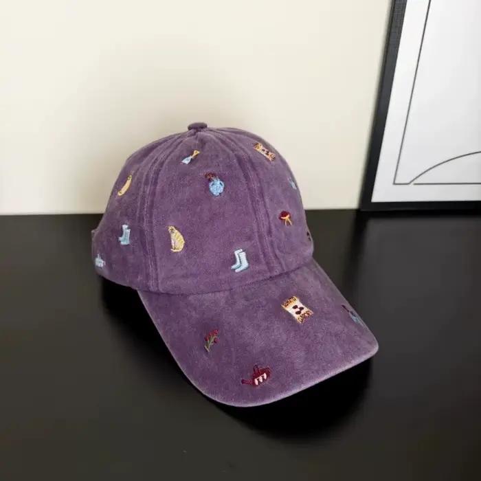 Casquette de baseball en coton lavé brodée de dessins animés personnalisés pour hommes et femmes