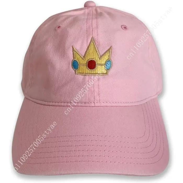 Casquette de princesse Peach pour Halloween, brodée, en coton lavé
