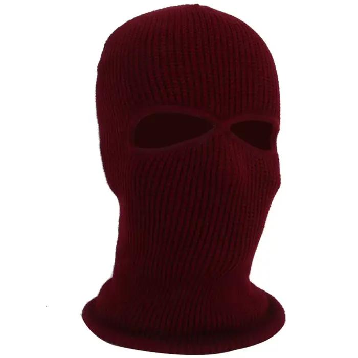 1PC hiver tricot casquette chaud doux 2 trous complet visage Ski chapeau capuche moto casque armée tactique