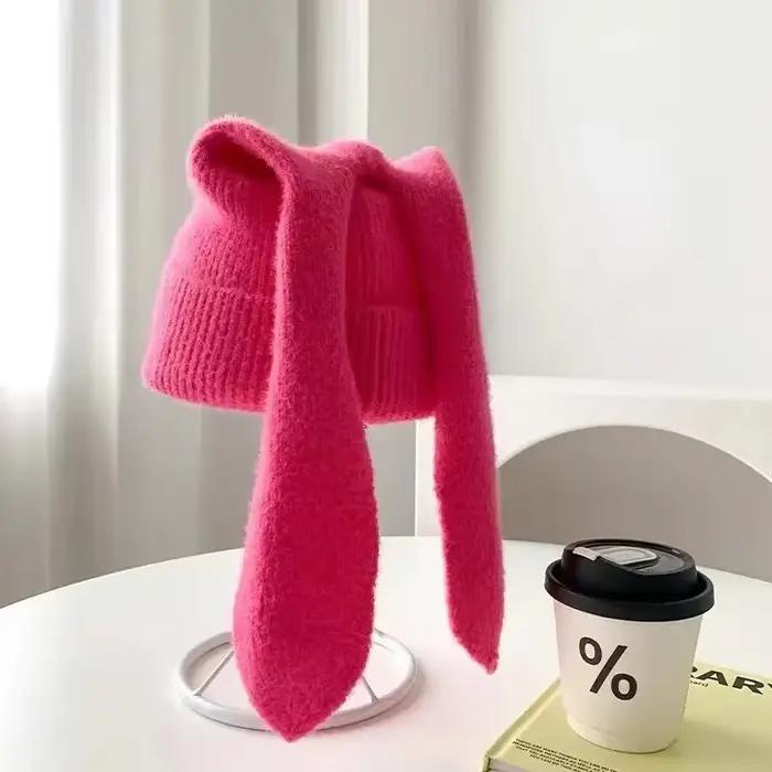Chapeau d'oreille longue Crochet tricoté chapeaux mignon lapin