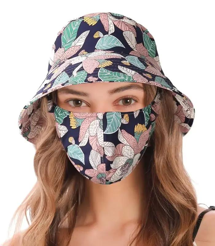 Nouveau chapeau masque intégré avec protection solaire pour femme