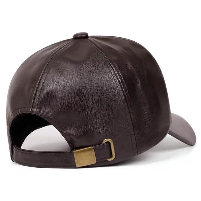 Casquette de baseball réglable en cuir PU pour homme