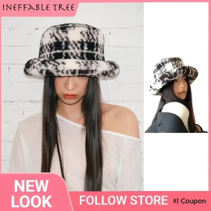 Chapeau chaud et moelleux en fausse fourrure rayée
