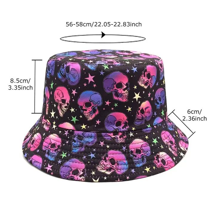 Chapeaux Bob à Motif Tête de Mort et Étoiles pour Femmes et Hommes