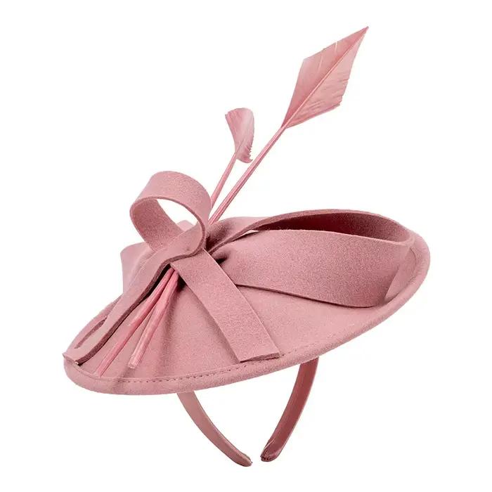 Chapeau de spectacle en laine pour femmes, design solide, fédra chic, idéal pour mariages, cocktails et autres cérémonies formelles