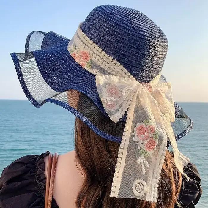 1 Chapeau de paille personnalisé à large bord pour femme