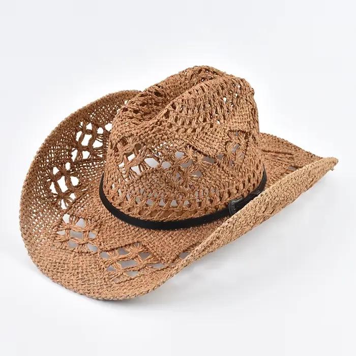 Chapeau de paille de Style occidental Vintage pour hommes et femmes